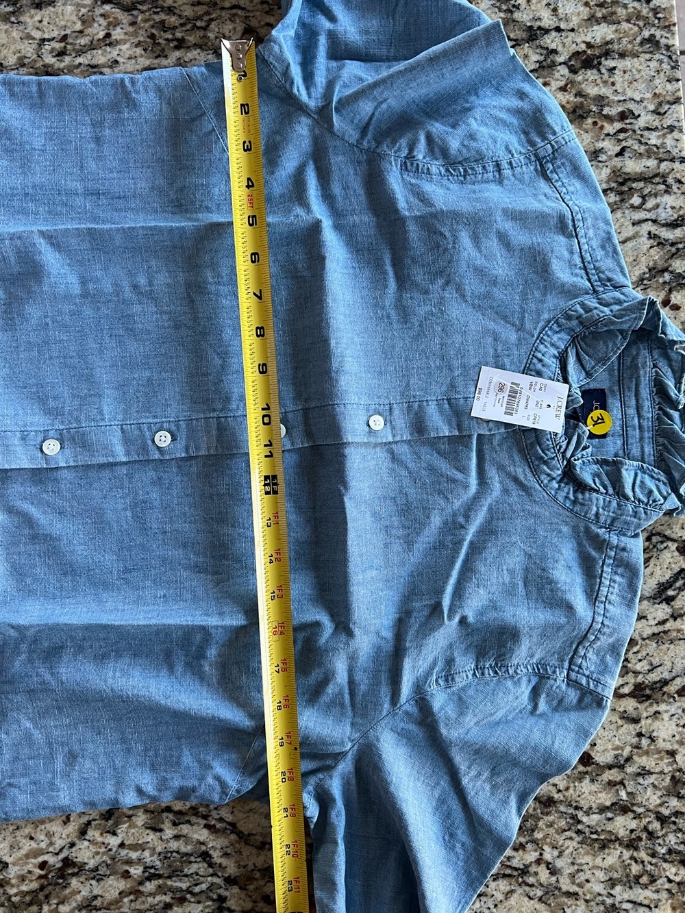 NWT J.Crew Chambray Ruffle-Collar Button-Front L - Picture 12 of 14